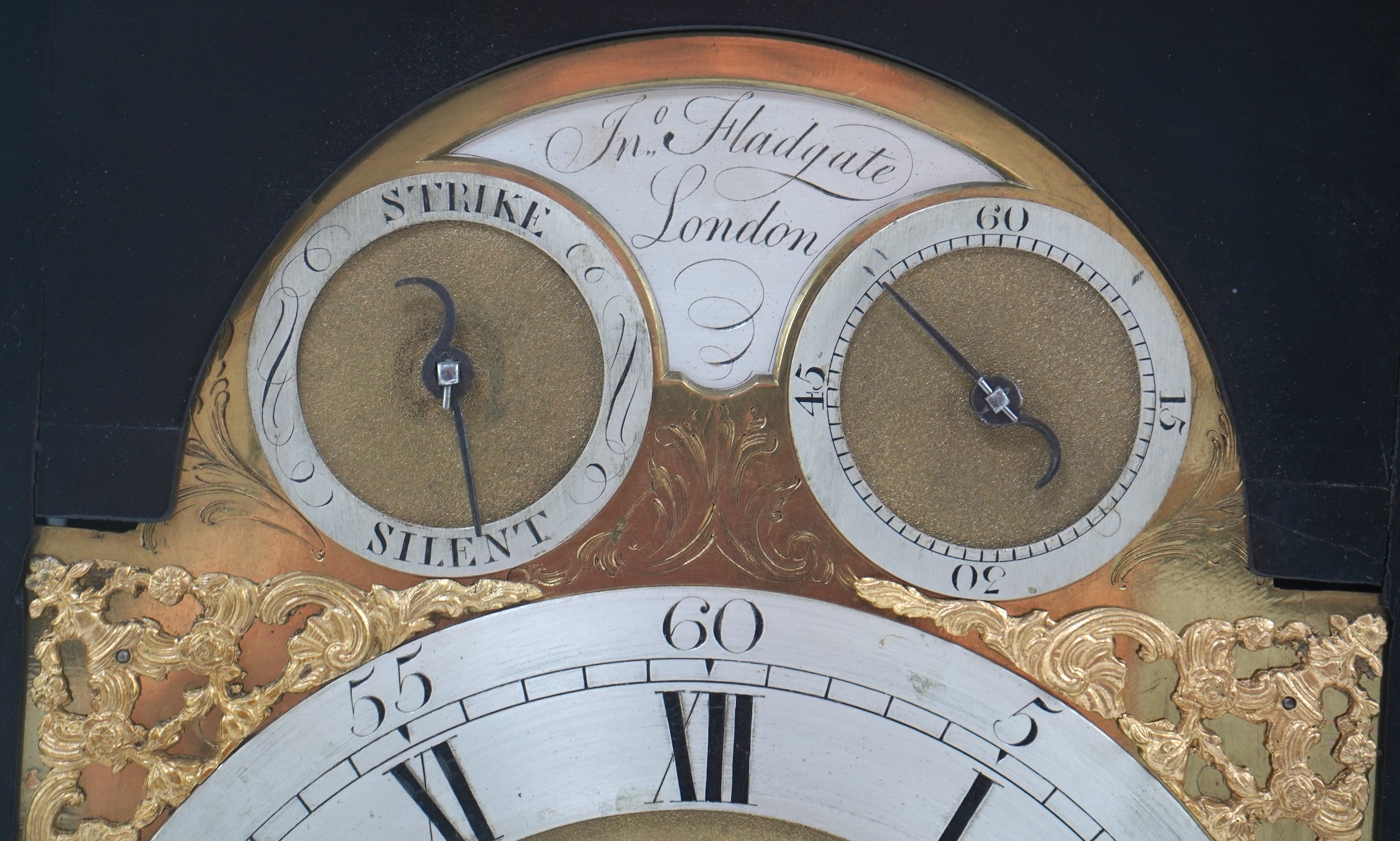 A George III double fusee ebonised bracket clock by John Fladgate, London